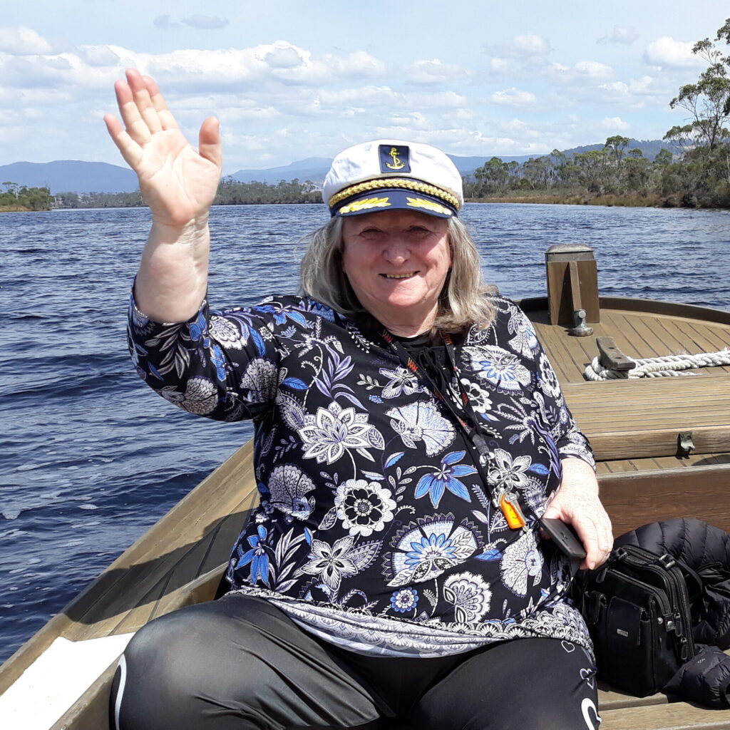 Sarah McLeod on the Huon River, Tasmania, Australia
